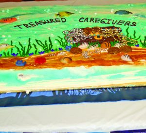 A decorated cake for the treasured caregivers.